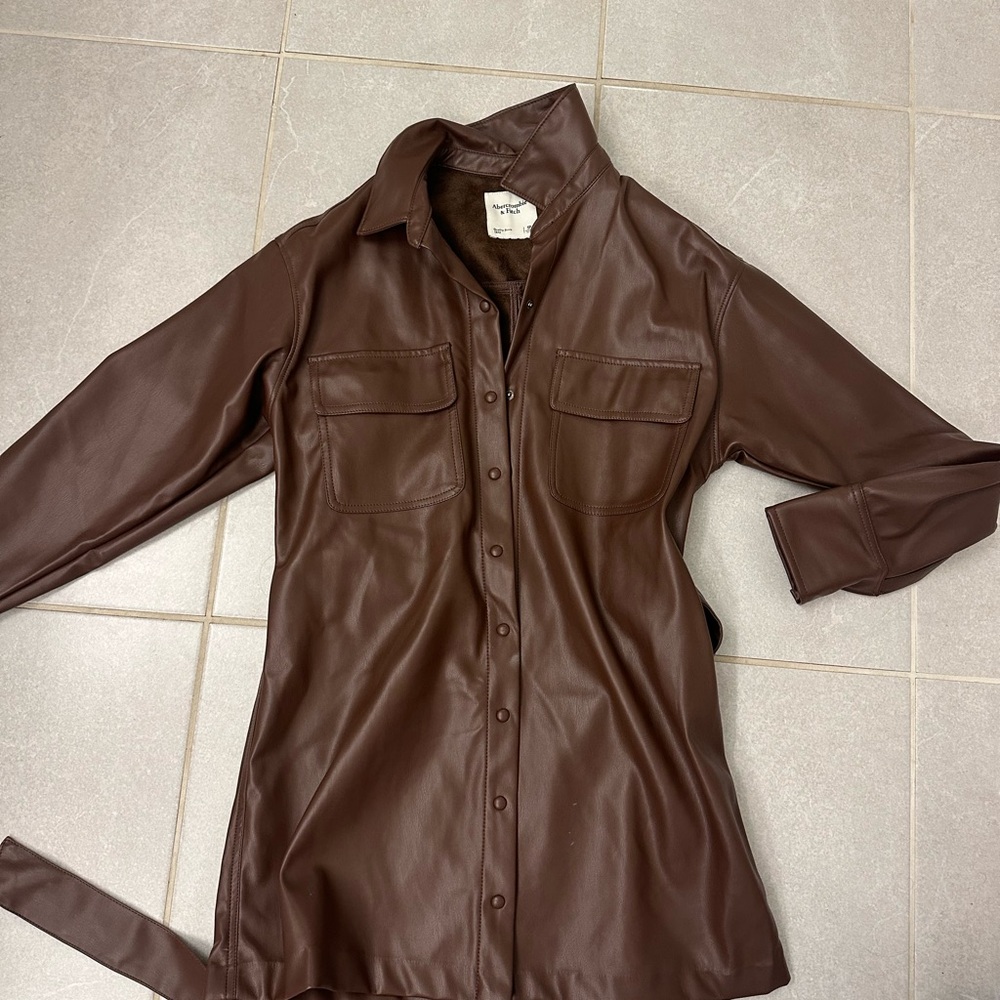 Abercrombie & Fitch Brown Leather Shirt Dress